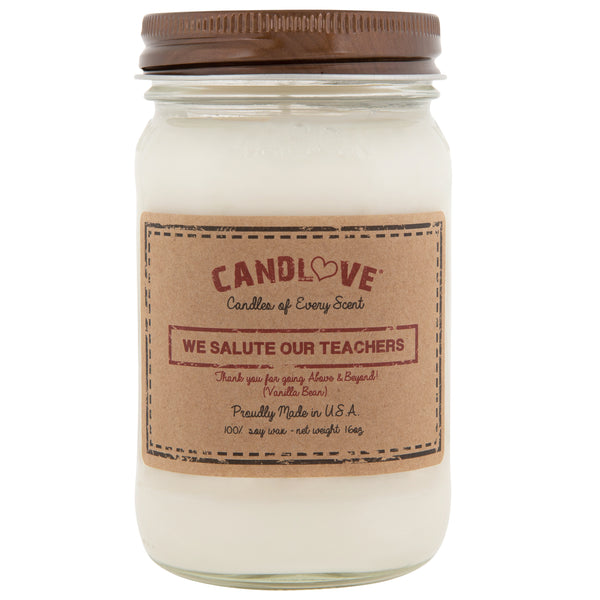 We Salute Our Teachers Vanilla Bean Scented 16 oz. Soy Candle